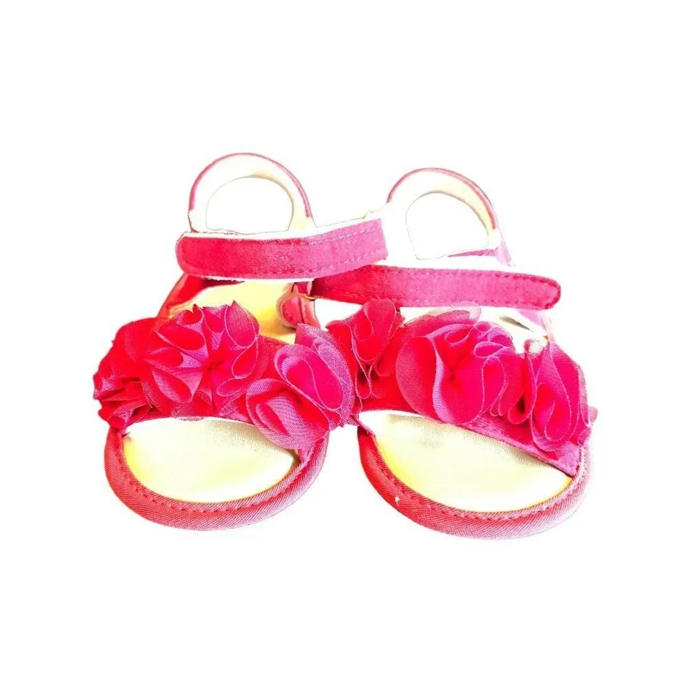 Red Flower Open Toe‎ Sandals Infants Size 3 NWOT
